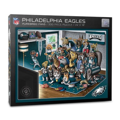 NFL Purebred Fans 500pc Puzzle - 'A Real Nailbiter' - Philadelphia Eagles:- Philadelphia Eagles