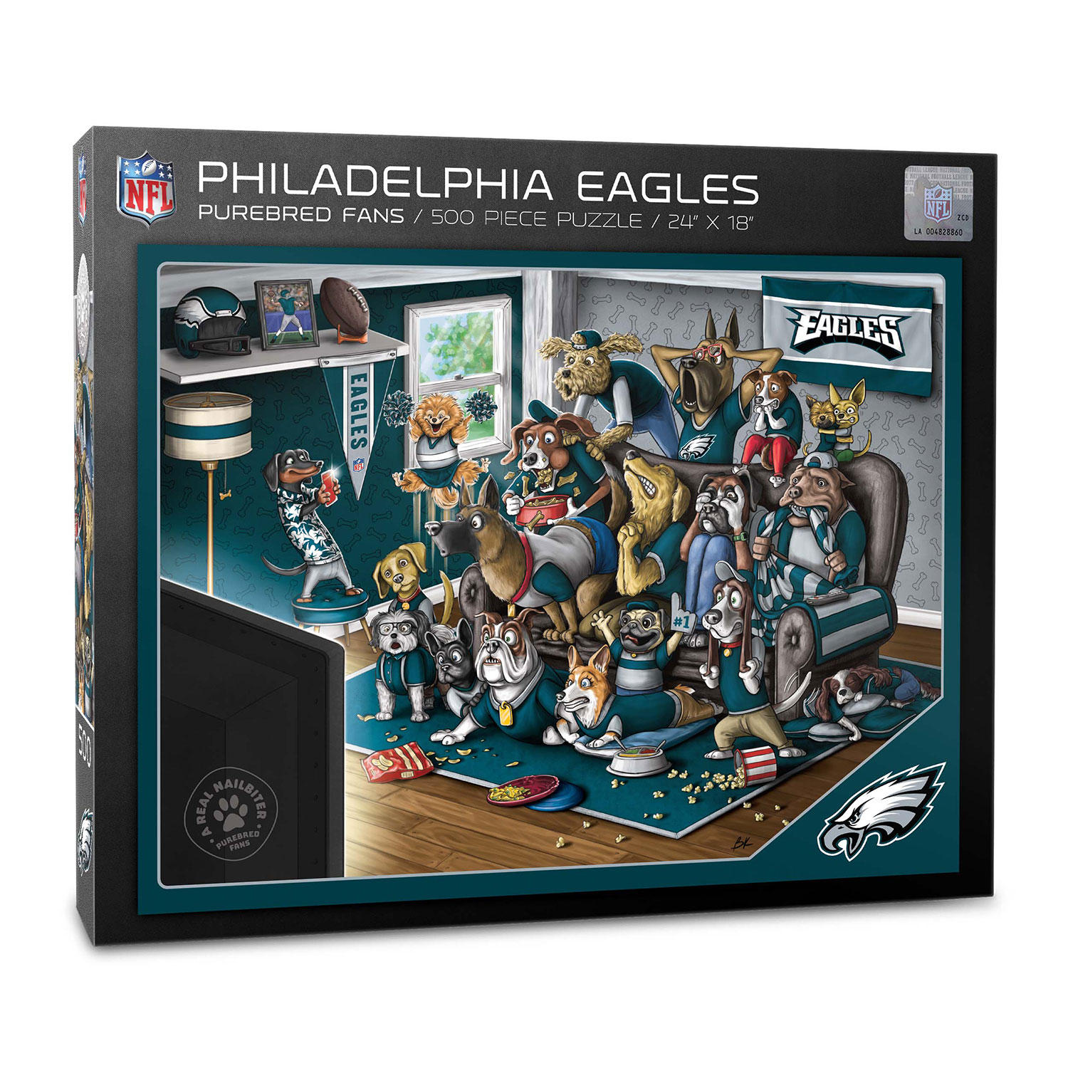 NFL Purebred Fans 500pc Puzzle - 'A Real Nailbiter' - Philadelphia Eagles