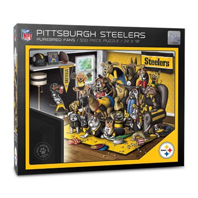 NFL Purebred Fans 500pc Puzzle - 'A Real Nailbiter' - Pittsburgh Steelers:- Pittsburgh Steelers