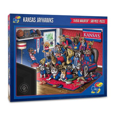 NCAA Purebred Fans 500pc Puzzle - 'A Real Nailbiter' - Kansas Jayhawks:- Kansas Jayhawks