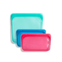 Stasher Reusable Silicone Bags, 3 Pack (Assorted Colors)
