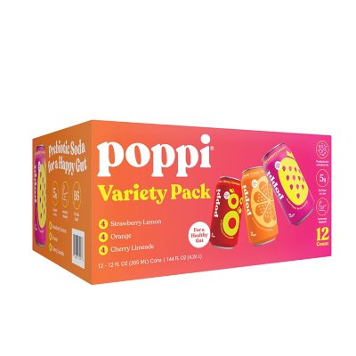 poppi Prebiotic Soda Variety Pack (12 fl. oz., 12 pk.) - Sam's Club