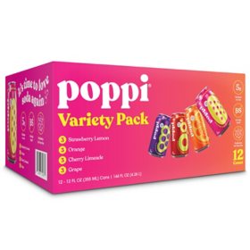 poppi Prebiotic Soda Variety Pack, 12 fl. oz., 12 pk.