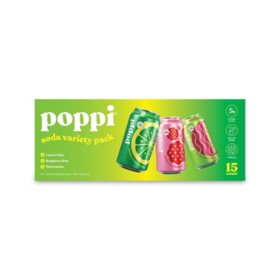 poppi Prebiotic Soda Summer Variety Pack, 12 fl. oz., 15 pk.