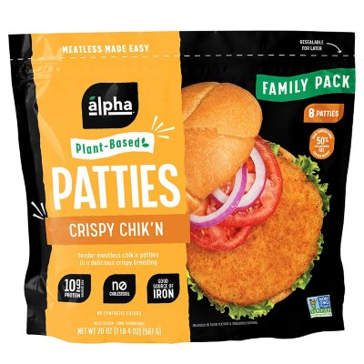 Alpha Foods Plant Based Crispy Chik'n Patties (8 ct.) Sam's Club