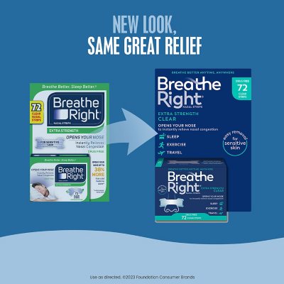 Breathe Right Nasal Strips, Extra Clear for Sensitive Skin, 72 Clear Strips,  1 - Ralphs