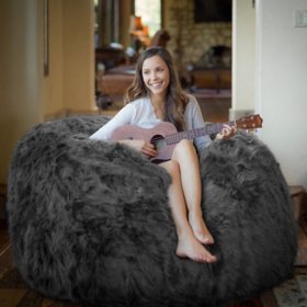 Comfy Sacks 5' Long Faux Fur Memory Foam Bean Bag Chair (Assorted Colors)