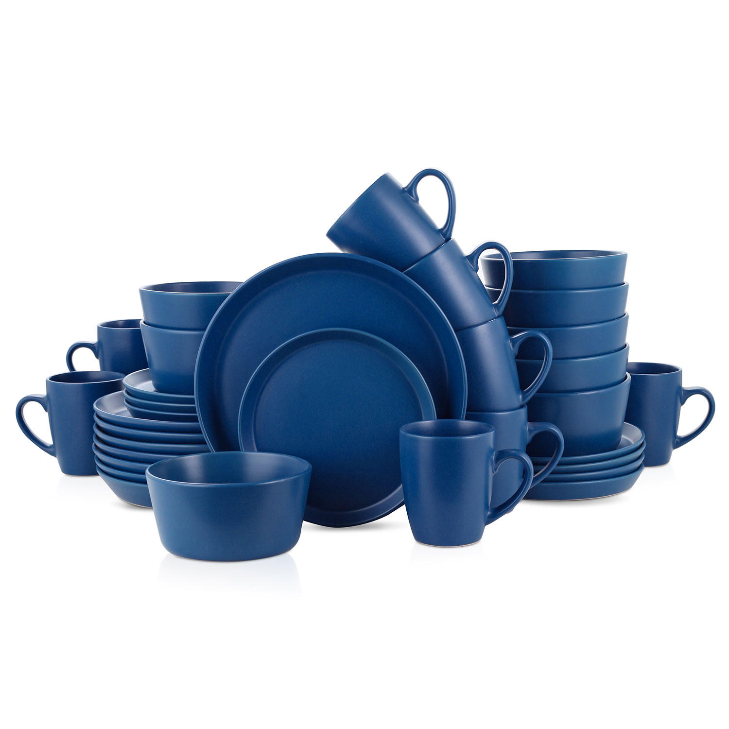 Stone Lain Michelle Stoneware 32-Piece Round Dinnerware Set-Blue