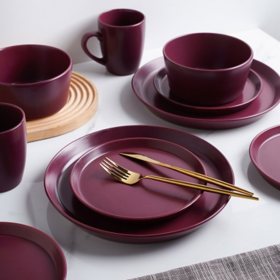 Stone Lain Michelle Stoneware 32-Piece Round Dinnerware Set, Choose Color