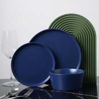Stone Lain 24-Piece Modern Ledge Stoneware Dinnerware Set (Assorted Colors)