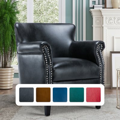 Grey leather club online chair