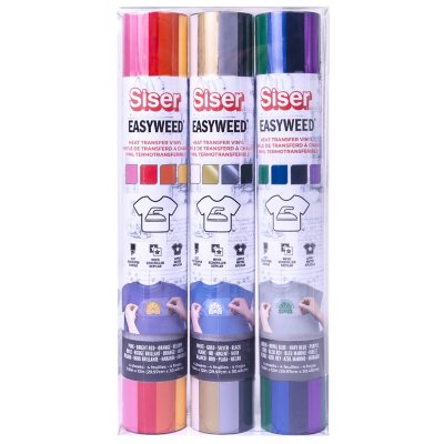 Siser EasyWeed Heat Transfer Vinyl, 15 x 3' Rolls, 12 Pack Top Colors with Design Card