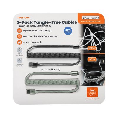 Ventev Helix USB A Apple Lightning Black and Green (2 pk.) only 1/2