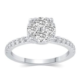 1.00 CT. T.W.  Round Cut Cluster Diamond Ring in 14K Gold	