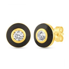 0.50 CT. T.W. Diamond Enamel Earring In 14K Yellow Gold