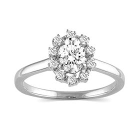 0.70 CT. T.W. Oval Halo Diamond Engagement Ring In 14K Gold		