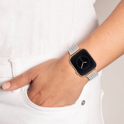 Rose gold band sale with silver apple watch