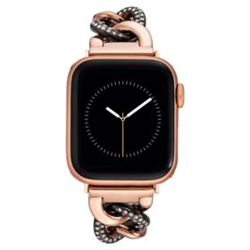 Anne Klein Chain Link Bracelet Band in Rose Gold-Tone and Gunmetal with Premium Crystals for Apple Watch®		