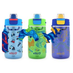 Ello Colby Pop! 14oz Tritan Kids Water Bottle with Fidget Toy, 3-Pack