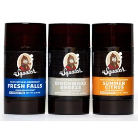 Dr. Squatch Natural Deodorant, Variety Pack, 2.65 oz., 3 pk.