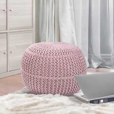 Pink knitted footstool sales