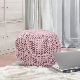 BirdRock Home Hand-Knitted Lightweight Pouf, Assorted Colors