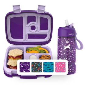Bentgo Kids Prints Lunch Box & Water Bottle Set (Assorted Colors)