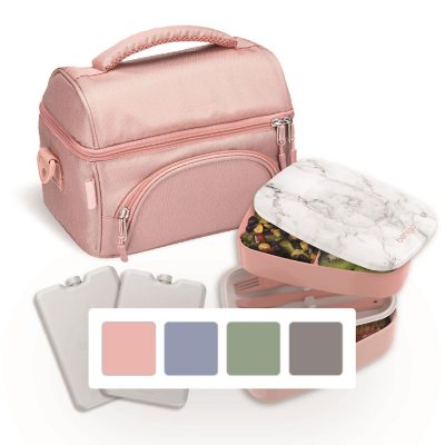Bentgo Classic Lunch Box & Deluxe Bag | Bento Box & Lunch Bag Blush Marble