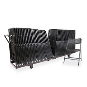 Hampden Furnishings 52pk Folding Chair, Black, with Ava Dolly