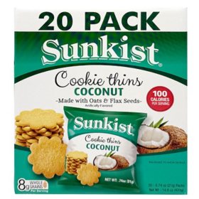 Sunkist Coconut Cookie Thins, 20 pk.