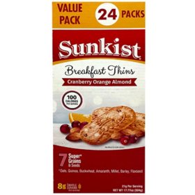 Sunkist Breakfast Thins Cranberry Orange Almond Cookies, 24 ct.