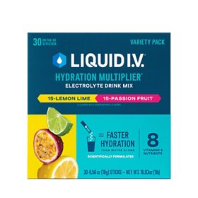 Liquid I.V. Hydration Multiplier Variety Pack, Lemon Lime & Passion Fruit, 30 ct.