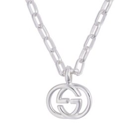 Gucci Interlocking Pendant Paperclip Chain Necklace in Sterling Silver