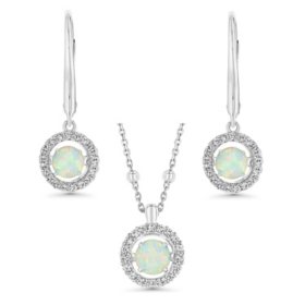925 Sterling Silver Lab Created Gemstone and White Sapphire Dancing Set