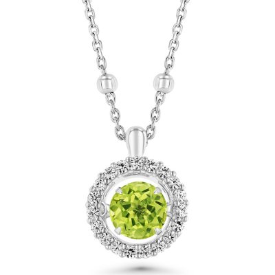 Round Cut Lab Created Gemstone Dancing Pendant & Earring Set