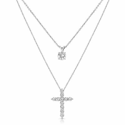Side Set Cross Necklace Adjustable Length Sterling Silver Side Set Cross Necklace Adjustable Length Sterling Silver