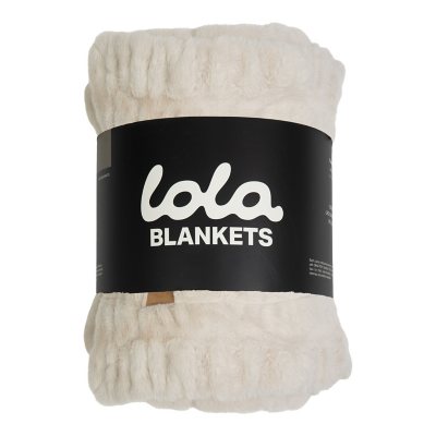Lola Blankets Large Desert Dune Plush Throw Blanket- Antique Ivory:- Antique Ivory