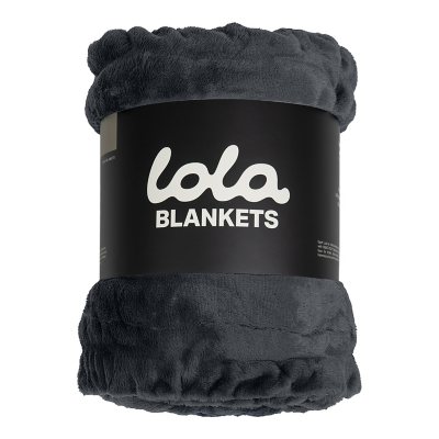 Lola Blankets Large Desert Dune Plush Throw Blanket Charcoal Grey:- Charcoal Grey