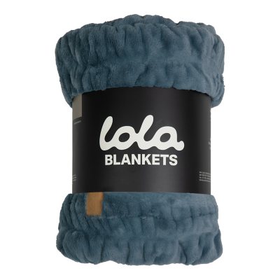 Lola Blankets Large Desert Dune Plush Throw Blanket Slate Blue:- Slate Blue