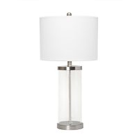 Lalia Home Entrapped Glass Table Lamp with White Fabric Shade