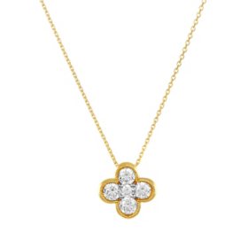 0.50 CT. T.W. Diamond Floral Pendant in 14K Yellow Gold