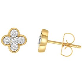0.50 CT. T.W. Diamond Floral Earrings in 14K Yellow Gold
