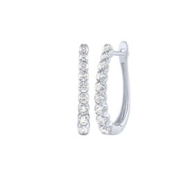 1.00 CT. T.W. Diamond Hoop Earrings in 14K White Gold