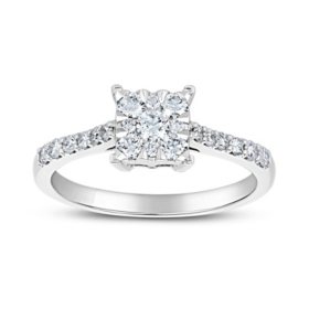 0.50 CT. T.W. Diamond Princess Shaped Bridal Ring in 14K White Gold