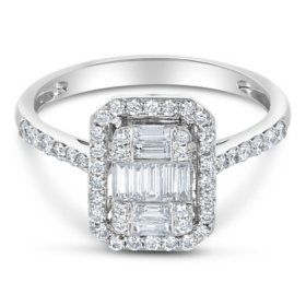 0.65 CT. T.W. Cluster Halo Diamond Ring in 14K Gold