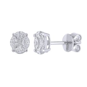 Effy Bouquet 14K White Gold Diamond Cluster Stud Earrings, 0.50 TCW