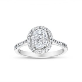 0.75 CT. T.W. Oval Shaped Diamond Halo Ring in 14K White Gold