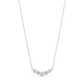 0.45 CT. T.W. Round Cut Curved Bar Diamond Necklace in 14K White Gold