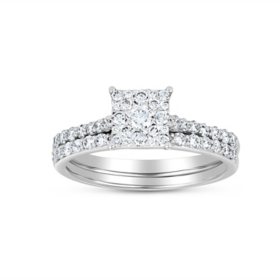 0.75 CT. T.W. Round Cut Cluster Diamond Ring & Band Set in 14K Gold