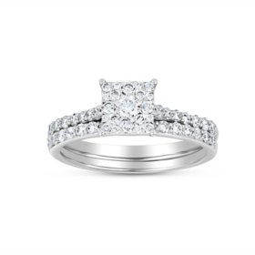 0.75 CT. T.W. Princess Shaped Diamond Bridal Set in 14K White Gold